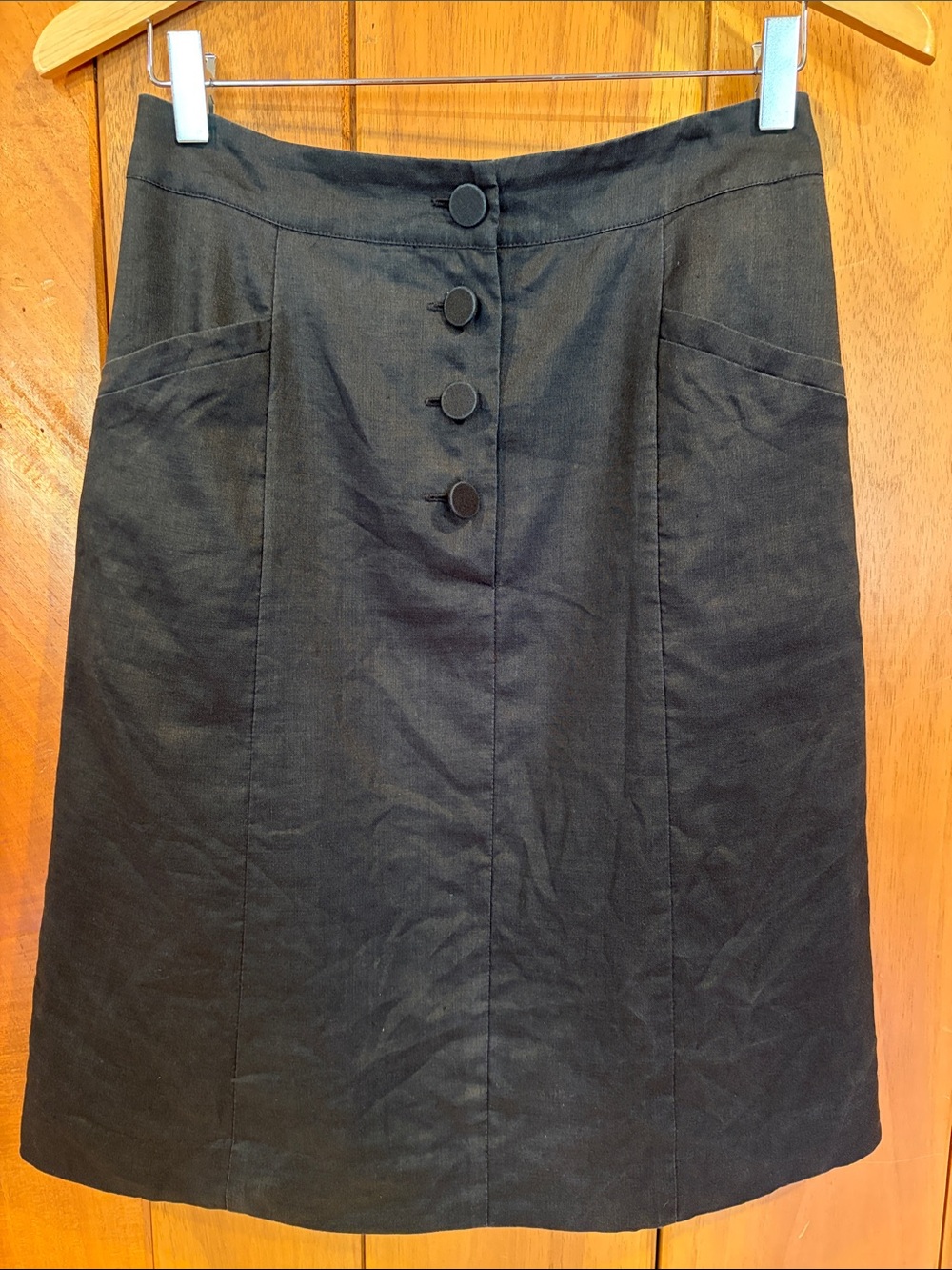 H&M Black Button-Front High Waist A-Line Mini Skirt
